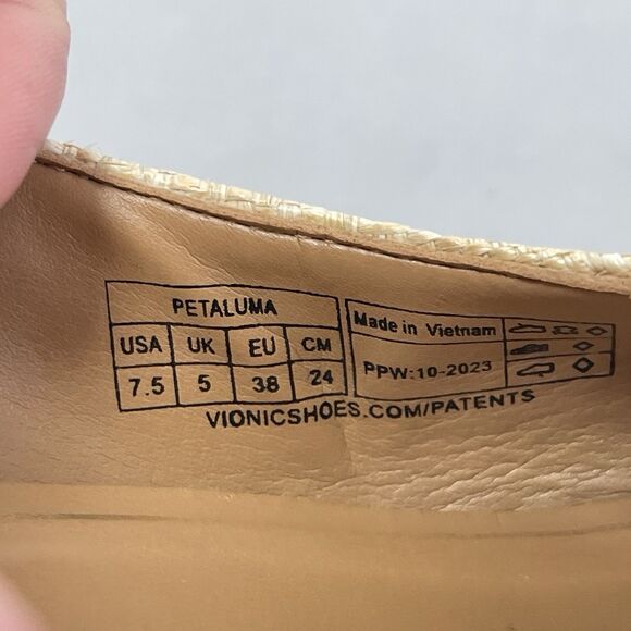 Vionic Petaluma Slingback Flats Raffia Leather Cap Toe Arch Support Shoes 7.5 M - Picture 12 of 14